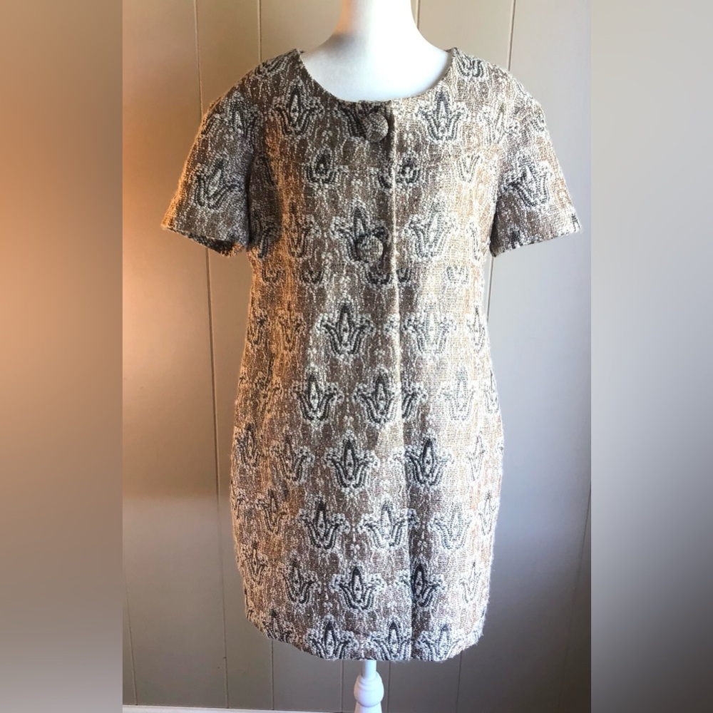 BB Dakota Jacket Short Sleeve Duster Brocade Brown Juniors Size Large Metallic